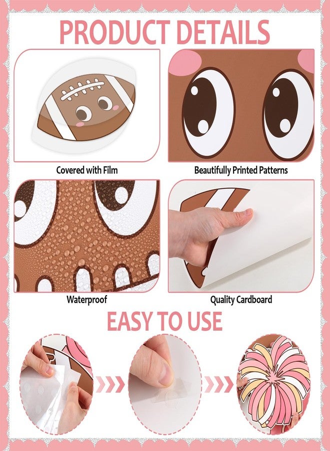 OBUSATT Valentine's Day Football Bulletin Board Valentine's Day Classroom Bulletin Board Pink Red Football Paper Cutouts Love Always Wins Classroom Decoration for School Home Office Chalkboard Wall Decor - Image 3