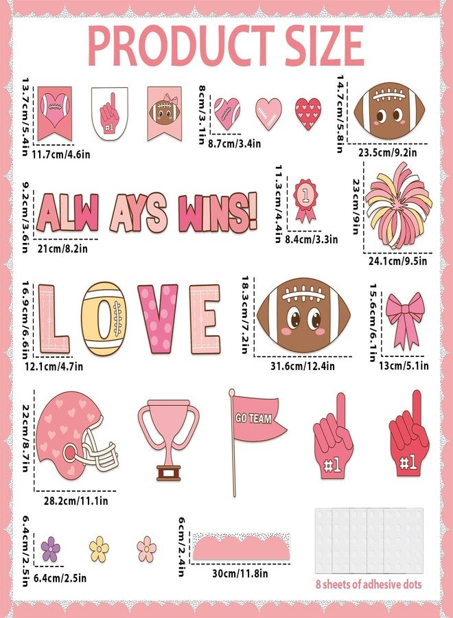 OBUSATT Valentine's Day Football Bulletin Board Valentine's Day Classroom Bulletin Board Pink Red Football Paper Cutouts Love Always Wins Classroom Decoration for School Home Office Chalkboard Wall Decor - Image 2