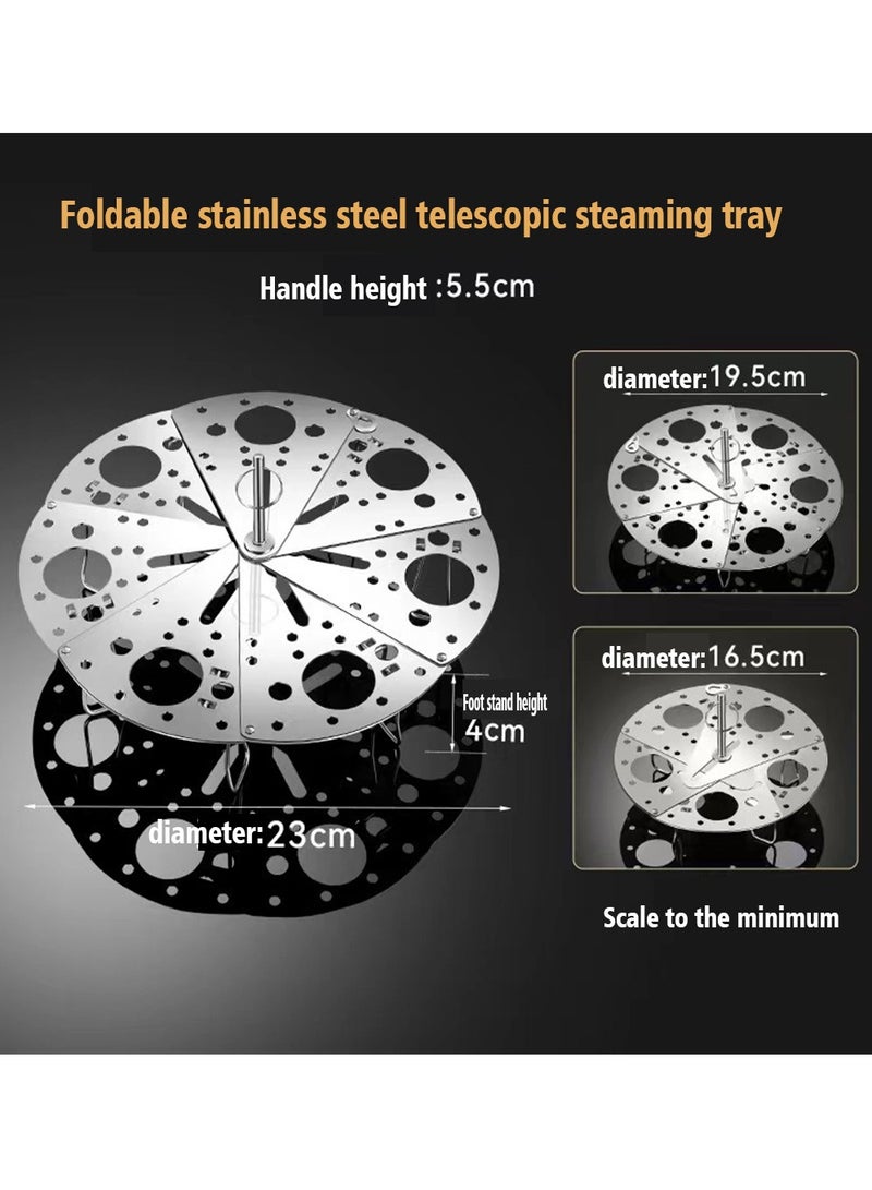Stainless Steel Steaming Rack,Foldable for Home Kitchen Cooking,Adjustable Size Multi- functional Steaming Rack - Image 2