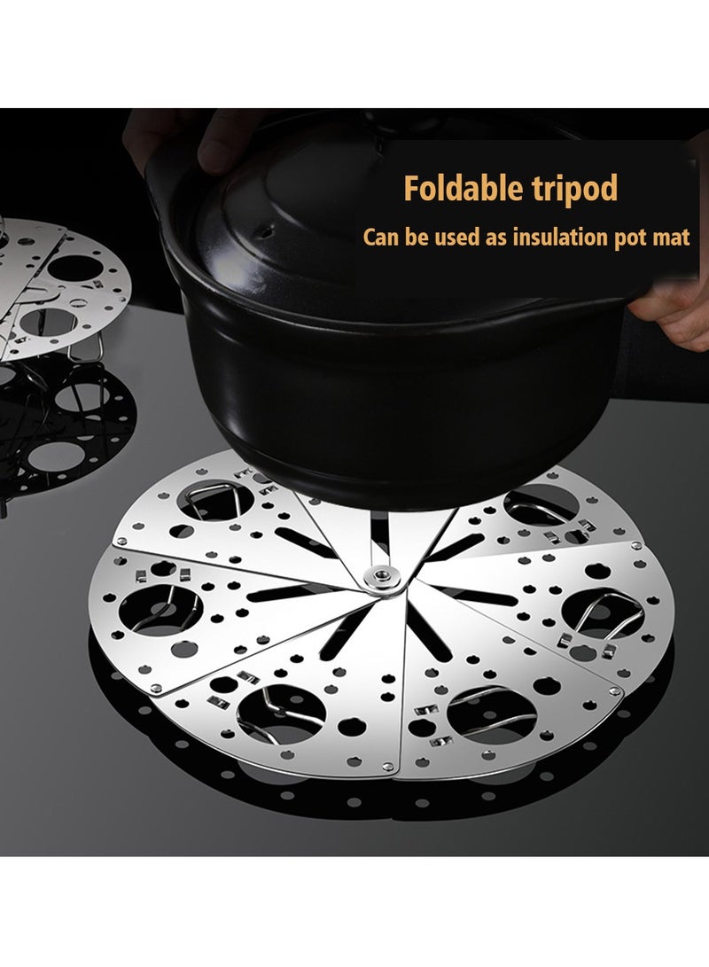 Stainless Steel Steaming Rack,Foldable for Home Kitchen Cooking,Adjustable Size Multi- functional Steaming Rack - Image 5