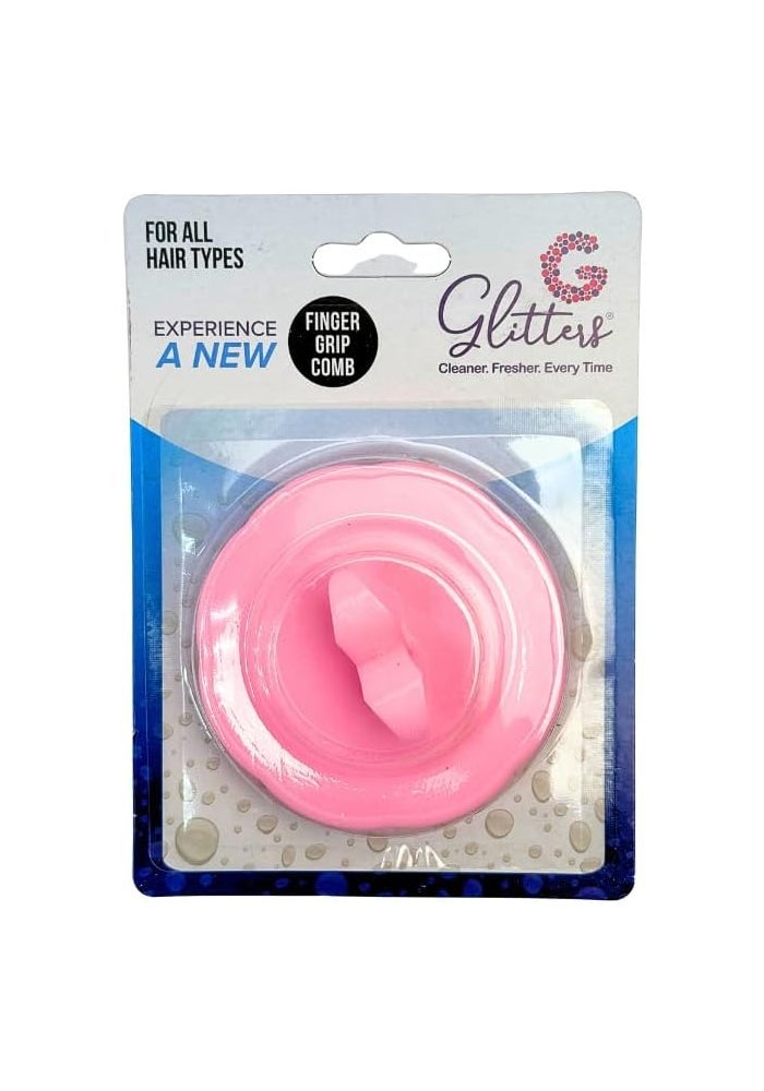 Glitters Scalp Massage Comb, Shampoo Scrubber with Handle - Pink Round - Image 5