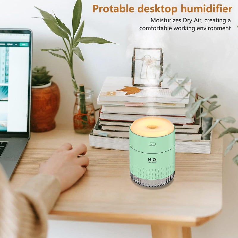 BAMCOO Small Humidifiers for Bedroom 350ml Mini Portable Humidifier for Travel Plants Humidifier, Humidificador for Bedroom Plants Travel Office Desk Car Light Green - Image 5