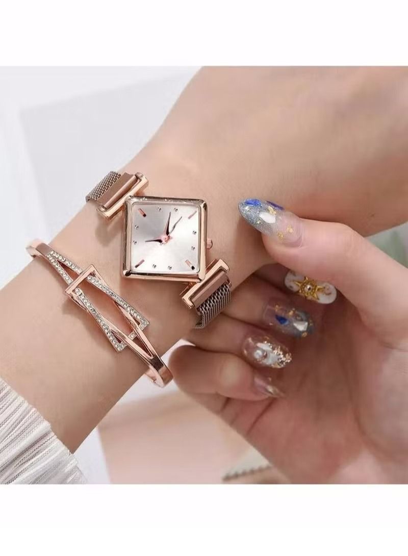 Womens Watch Gifts Set with Bracelet Rose Gold for Lady Female Girls Minimalist Simple Slim Thin Casual Dress Analog Quartz Wrist Watches Waterproof  - Image 2