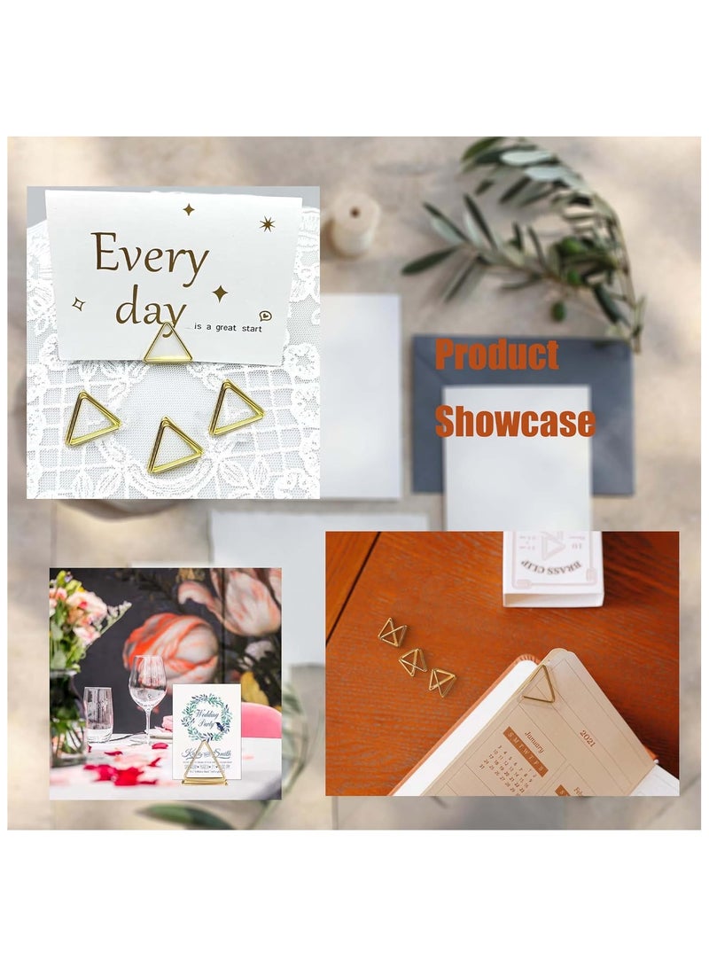 YelaJoy 36 Pcs Gold Triangle Place Card Holders, Table Card Number Holder Stands, Mini Name Place Card Picture Holder Clips Stand Holder for Wedding Party Centerpiece Table Setting  - Image 5