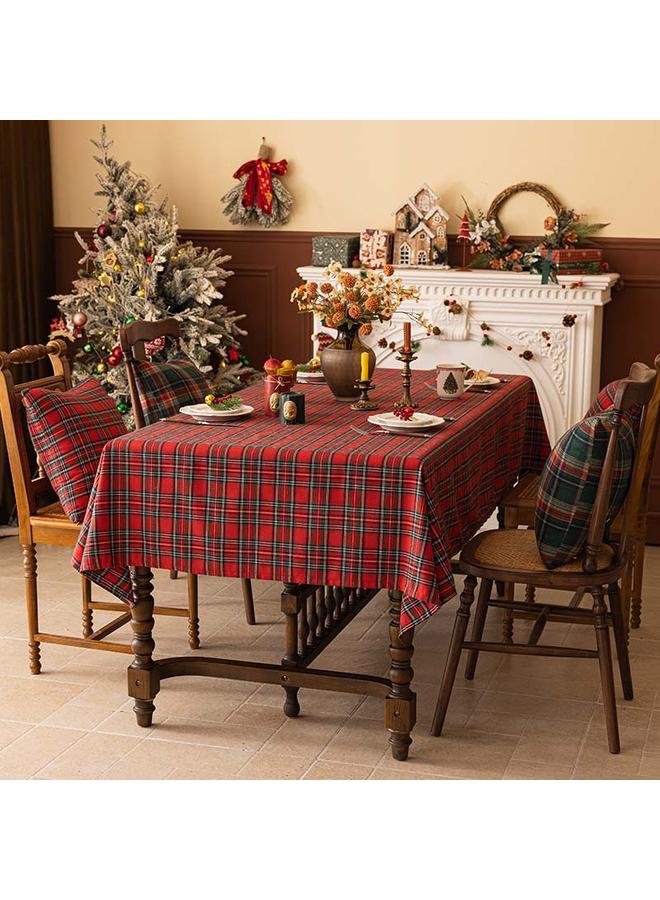 Bluejw Christmas Tablecloth Red Plaid Home Decorative Tablecloth American Atmosphere Christmas Party Red Tablecloth - Image 2