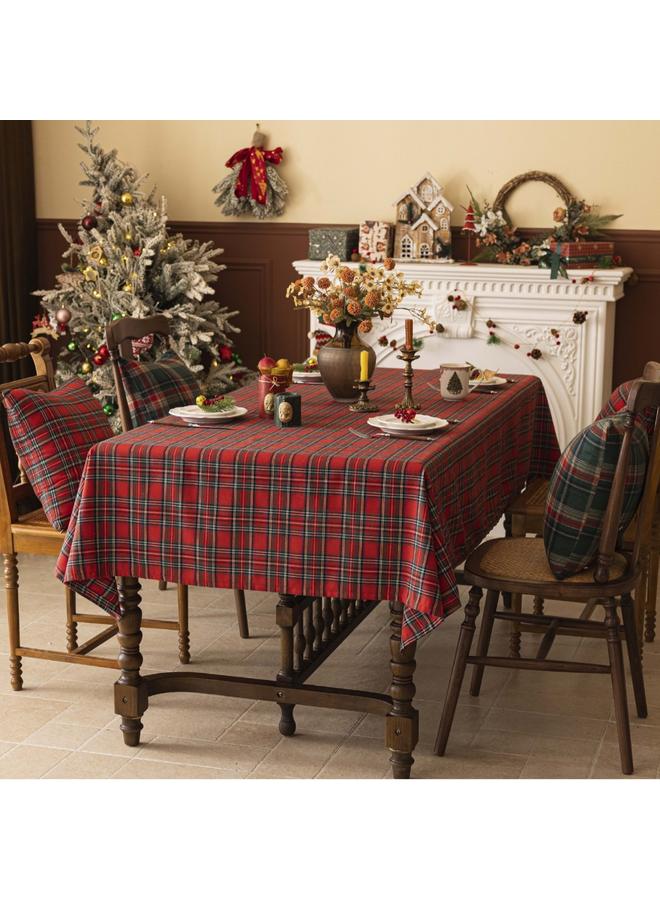 Bluejw Christmas Tablecloth Red Plaid Home Decorative Tablecloth American Atmosphere Christmas Party Red Tablecloth - Image 1