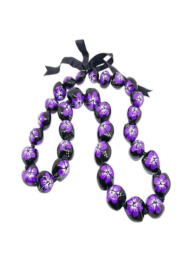 Zero Gravity Hawaii Hawaiian Jewelry 32" Purple Hibiscus Flower Kukui Nut Necklace - Image 1