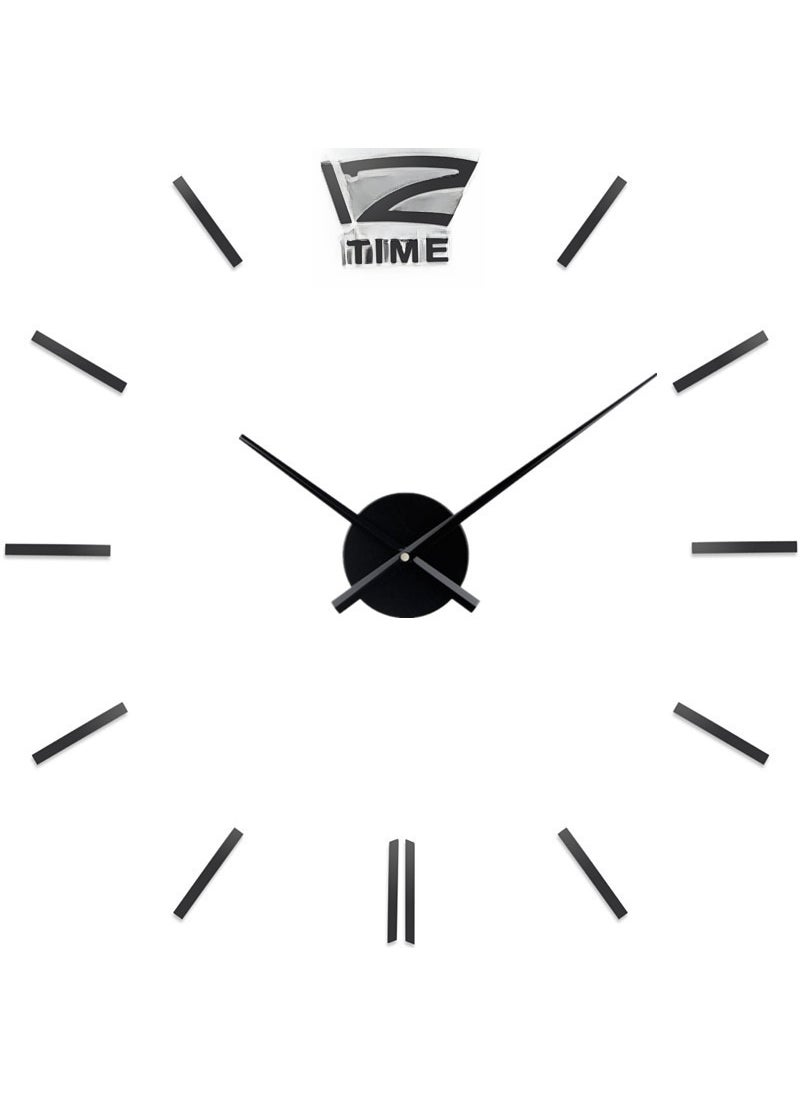 Generic - European Large DIY Wall Clock Creative Round Acrylic Home Decor 70-90cm All Black - Image 1