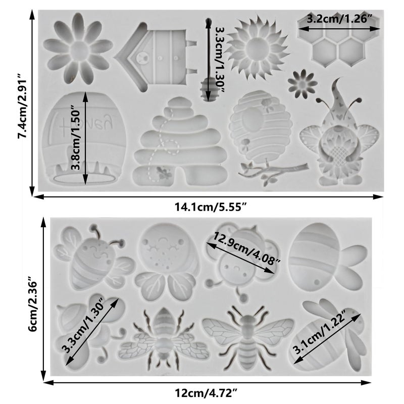 MINFEIDMS Bumble Bee Fondant Molds 3D Silicone Molds Sunflowers Honey Honeycomb Bumblebee Cupcake Cookie Baking Decorating Mold For Cupcake Topper Candy Chocolate Gum Paste Polymer Clay Set Of 2 - Image 2