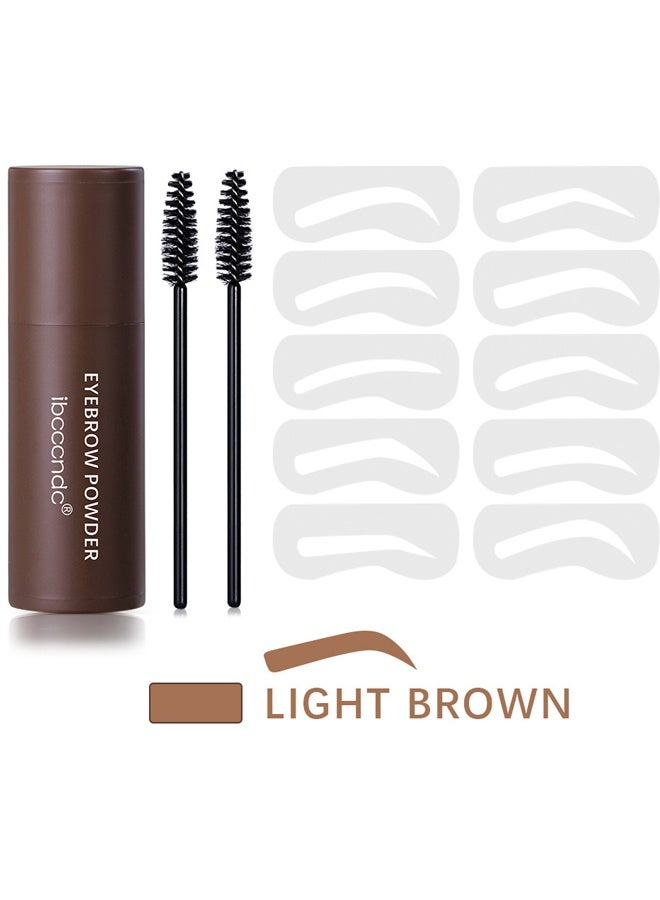 ibcccndc Eyebrow powder Perfect eyebrow kit to instantly color and shape your brows.   One Step Eyebrow Shaping Kit Reusable Brow Stamp Definer Makeup Tools With Eyebrow Powder Stamp 10 Eyebrow Pen Stencils Kit 2 Eyebrow Pen Brushes (Light Brown) - Image 2