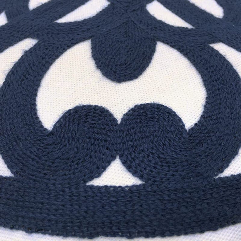 Alysheer Embroidered Decorative Throw Pillow Cover 20""x 20""  Boho Mandala Modern Thick Embroidery Pattern  Durable Cotton Canvas Soft Cushion Case for Sofa Couch Bed Living Room (Navy Blue) - Image 4