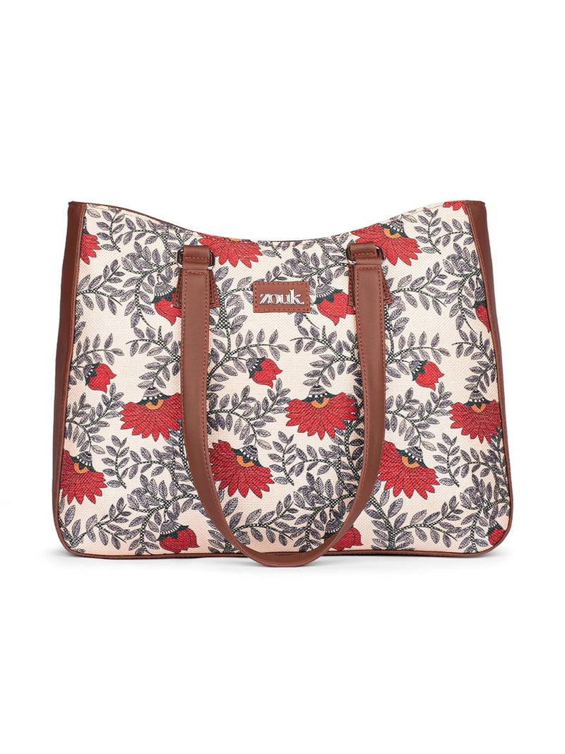 ZOUK Women's Getaway Handbag | Jute | Vegan Leather Handcrafted Tote Bag - Image 1