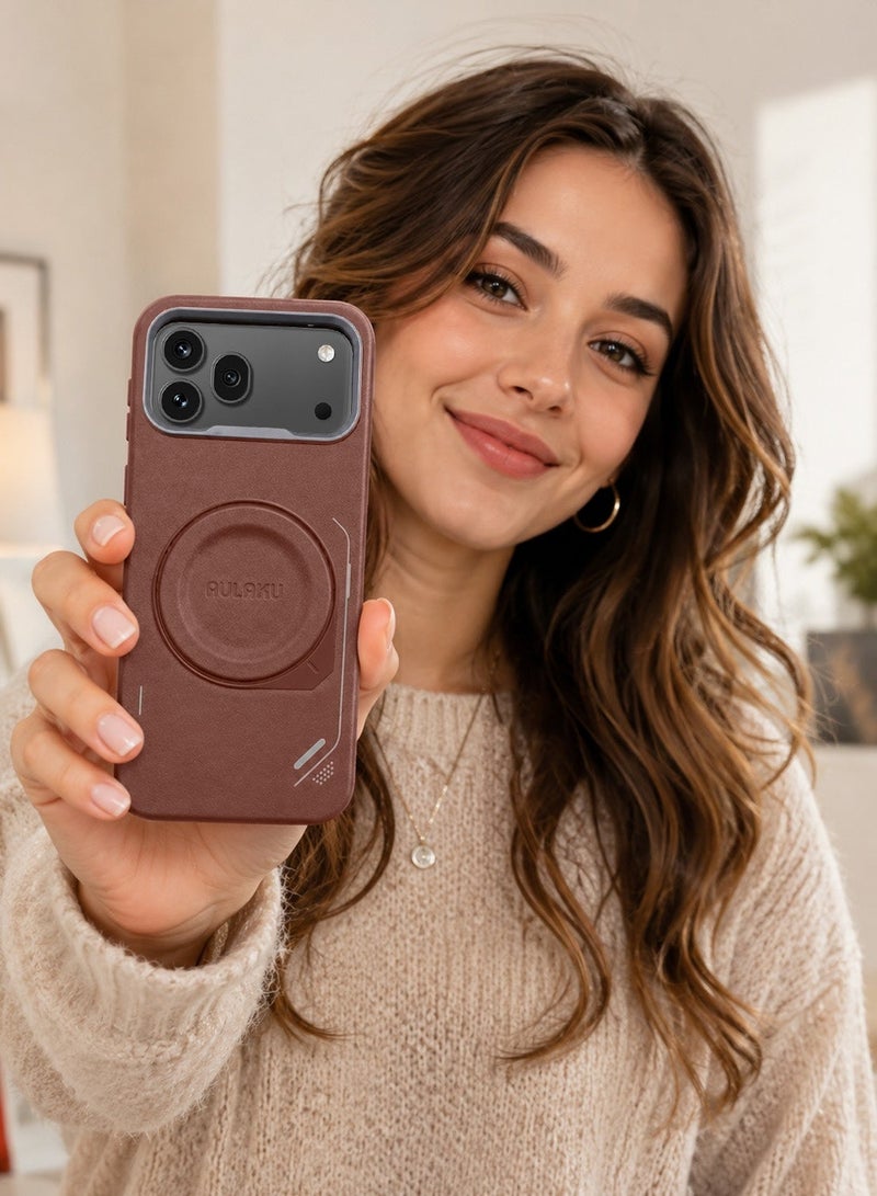 دبليو تيك جراب هاتف Honor 600 Pro 5G 2026 من الجلد الفاخر مع حماية من السقوط وخاصية MagSafe، مقاوم للخدوش، نحيف وخفيف - بني - Image 3