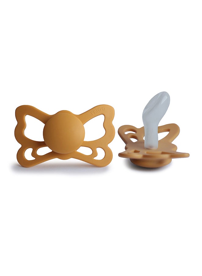 FRIGG Butterfly Anatomical Silicone Baby Pacifier 0-6M 1-Pack Honey Gold - Size 1