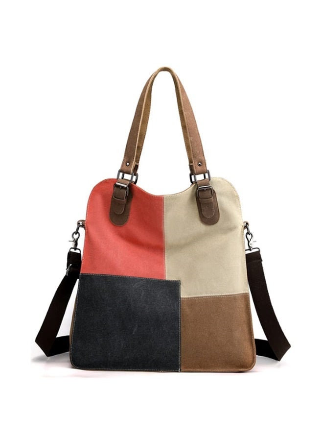 Women Canvas Tote Bag Top-handle Purses Contrast Color Commuter Handbags Crossbody Shoulder Bags  - Image 1
