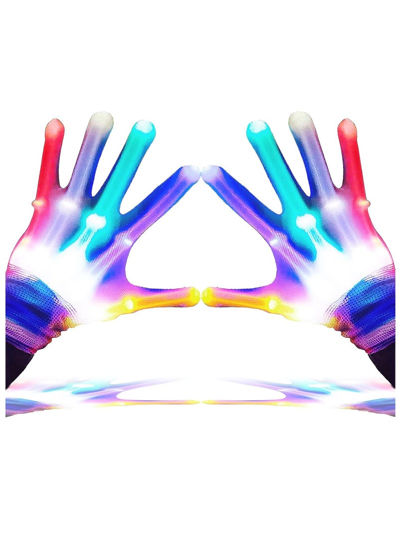 Meetion LED Gloves,LED Gloves for Kids Teen and Adults Gifts,LED Finger Gloves,Finger Light Gloves,The Toys for 9-12 Year Old Boys Girls,Light Up Gloves Have 5Color/6Mode,in Halloween Chrismas Party - Image 1