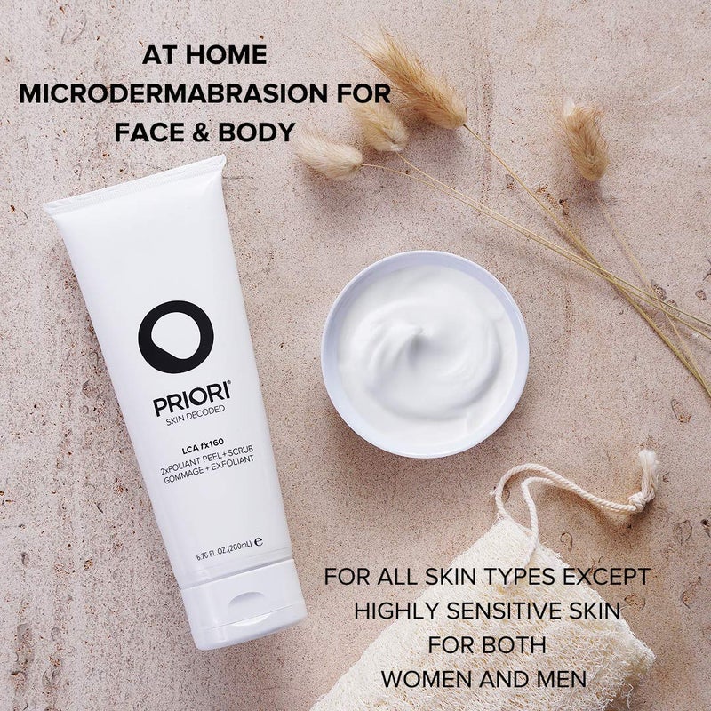Priori Skincare 2xfoliant Peel + Scrub for Face and Body Lactic Acid Retinol Vitamin C, E At-Home Microdermabrasion Anti-Irritant Dermatologist Tested - Image 4