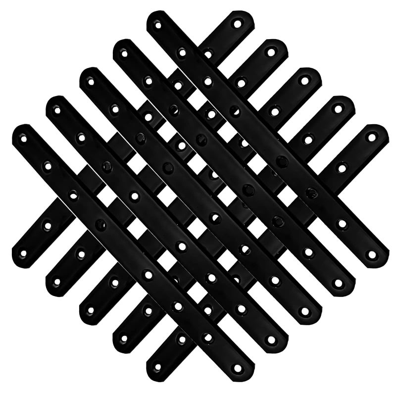 REDOVANT 12Pack Straight Brackets Black 10Inch 250Mm Mending Plate Metal Brackets For Brace Heavy Duty Joining Plates For Wood Fence Bookcase Cabinet Straight Brace Repairing Mending Plates - Image 4