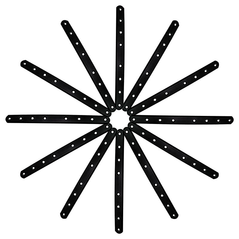 REDOVANT 12Pack Straight Brackets Black 10Inch 250Mm Mending Plate Metal Brackets For Brace Heavy Duty Joining Plates For Wood Fence Bookcase Cabinet Straight Brace Repairing Mending Plates - Image 5