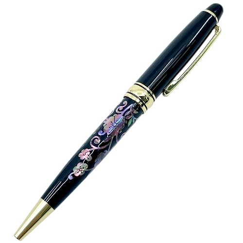 Nacreh Inlay Mother of Pearl Design Handmade Ballpoint Pen Retractable Executive Gift Deluxe Rollerball Point Black Ink (Arabesque) - Image 3