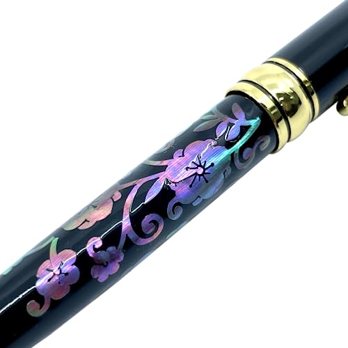 Nacreh Inlay Mother of Pearl Design Handmade Ballpoint Pen Retractable Executive Gift Deluxe Rollerball Point Black Ink (Arabesque) - Image 2