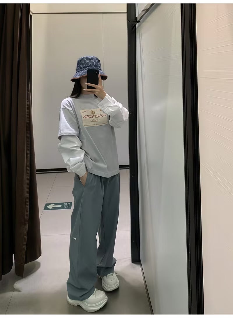 ألو يوغا ALO بنطلون يوغا بخصر مطاطي بشعار مرتفع - بنطلون رياضي نسائي خفيف الوزن واسع الساق مع قماش مسامي لليوغا والصالة والملابس الكاجوال - Image 4