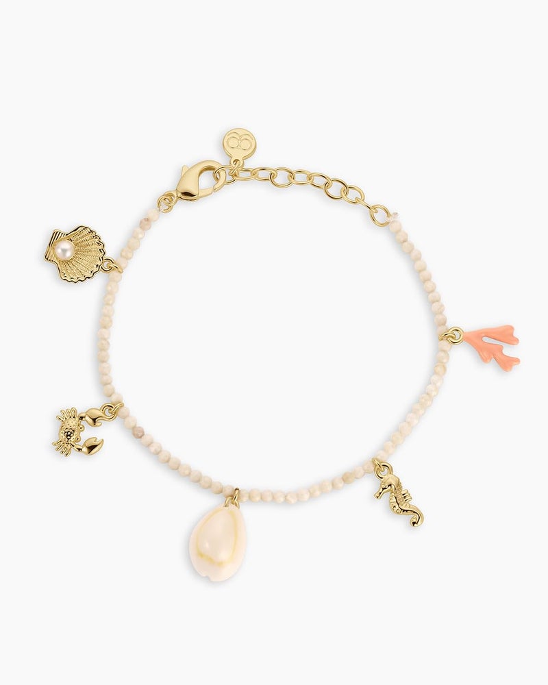 gorjana - Ocean Mini Charm Bracelet 7 1/4" - 18k gold plated brass - Ocean-inspired charm design - Nostalgic summer keepsake - Adjustable chain length, Lobster Closure - Image 1