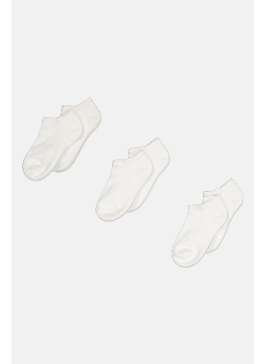 RBX - Kids Girl 3 Pair Plain Ankle Socks, White - Image 1
