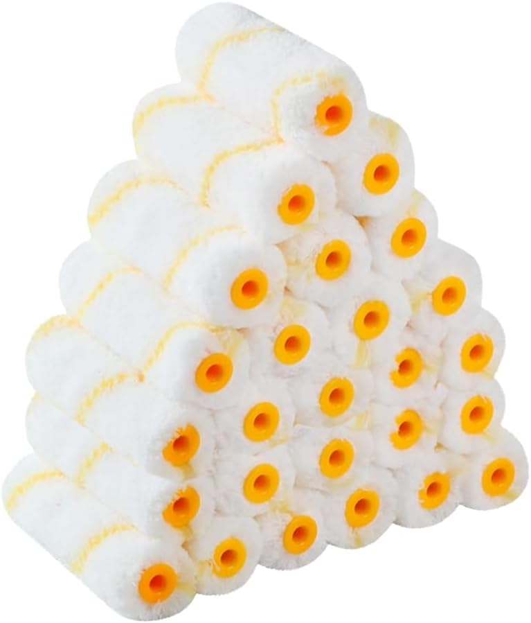 Pro-Grade Paint Roller Cover Set,Wall Painting Roller Naps for Professional or Home Owners with All Paints and Stains. Paint Roller Covers are for House or Commercial Use. (4" Mini 25Ea) - Image 1