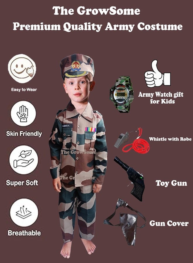 The GrowSome Army Dress for boy| Kids Military Dress |Indian army costumes for Girls| Soldier Costume for Boys| Soldier Poushak for kids on School Annual Function (4-5 Years, Indian Army) - Image 2
