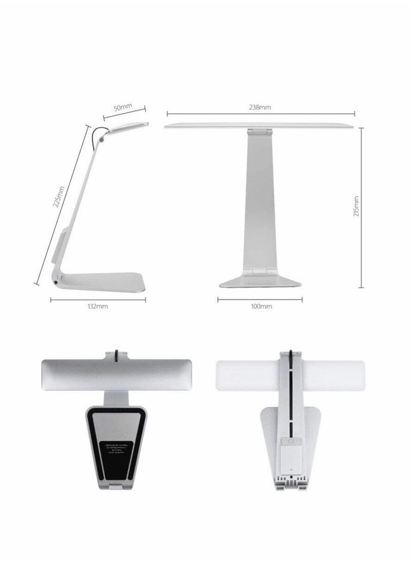 Folding Table Lamp, Ultra-Thin Fashion 210° Foldable Reading Night Light, Usb Charging, Inductive Switch, Three-Level Brightness Adjustment Led Eye Protection Learning Table Lamp (Sliver) - Image 2