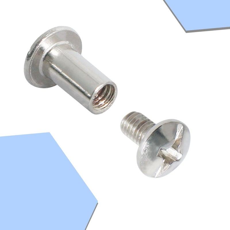 Aopin Scrapbook Photo Albums Screw Post Fit for 0.2inch(5mm) Hole Dia, Female M4x18mm Butt Screw for Binding Leather Saddles Purses Belt Repair, Carbon Steel Nickel Plating, Silver, 25 Sets - Image 3