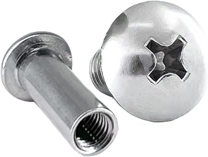 Aopin Scrapbook Photo Albums Screw Post Fit for 0.2inch(5mm) Hole Dia, Female M4x18mm Butt Screw for Binding Leather Saddles Purses Belt Repair, Carbon Steel Nickel Plating, Silver, 25 Sets - Image 1