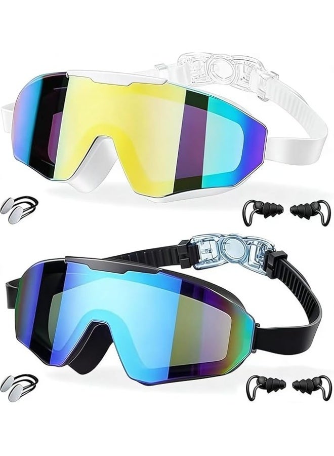 ATRJSZ 2 Pack Swim Goggles for Adults, Wide View Anti-Fog & UV Protection, No-Leak Swimming Goggles for Men, Women & Youth - Image 1