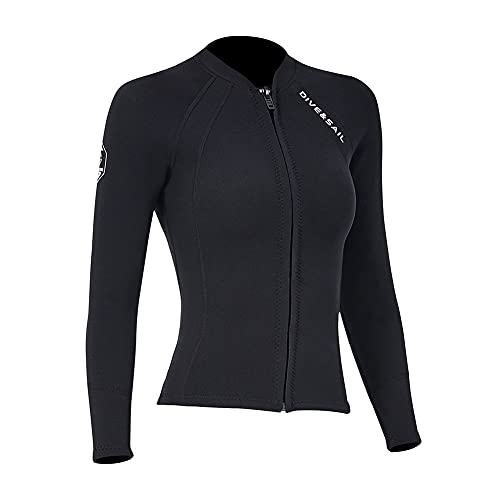 Skyone Wetsuit Top Women Men 2MM Neoprene Wetsuit Jacket Long Sleeve Diving Surfing Top, 3MM 1.5MM Wetsuits Shirt Vest Scuba Swimming Snorkeling Suit Swimsuit Warm for Water Sports (2mm Women, XXL) - Image 1