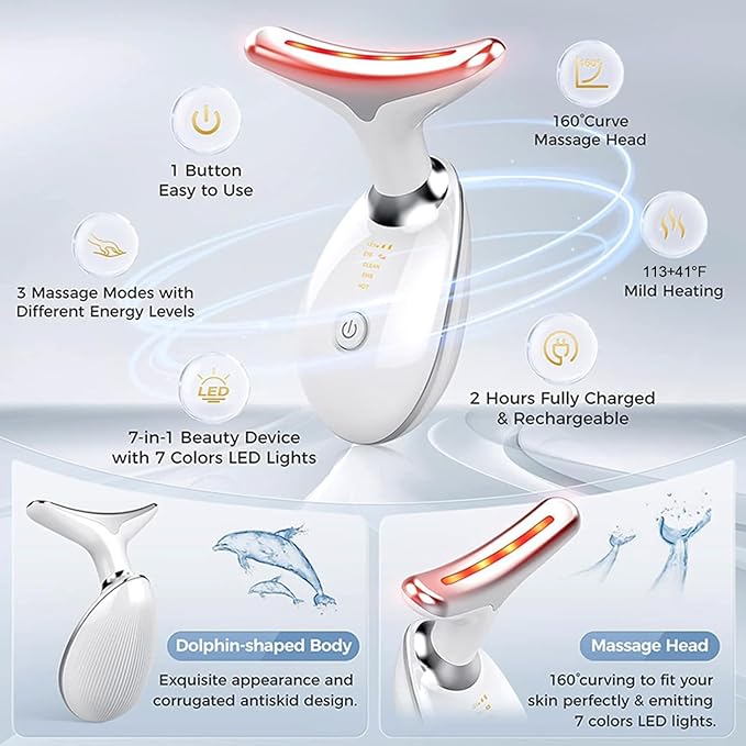 INTENSO Face Massager AntiAging Neck Eye Massager with 7 Colors 3 Modes Facial Massager for Skin Care AntiWrinkle Device for Slimming Face - Image 3