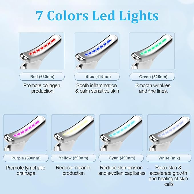 INTENSO Face Massager AntiAging Neck Eye Massager with 7 Colors 3 Modes Facial Massager for Skin Care AntiWrinkle Device for Slimming Face - Image 2