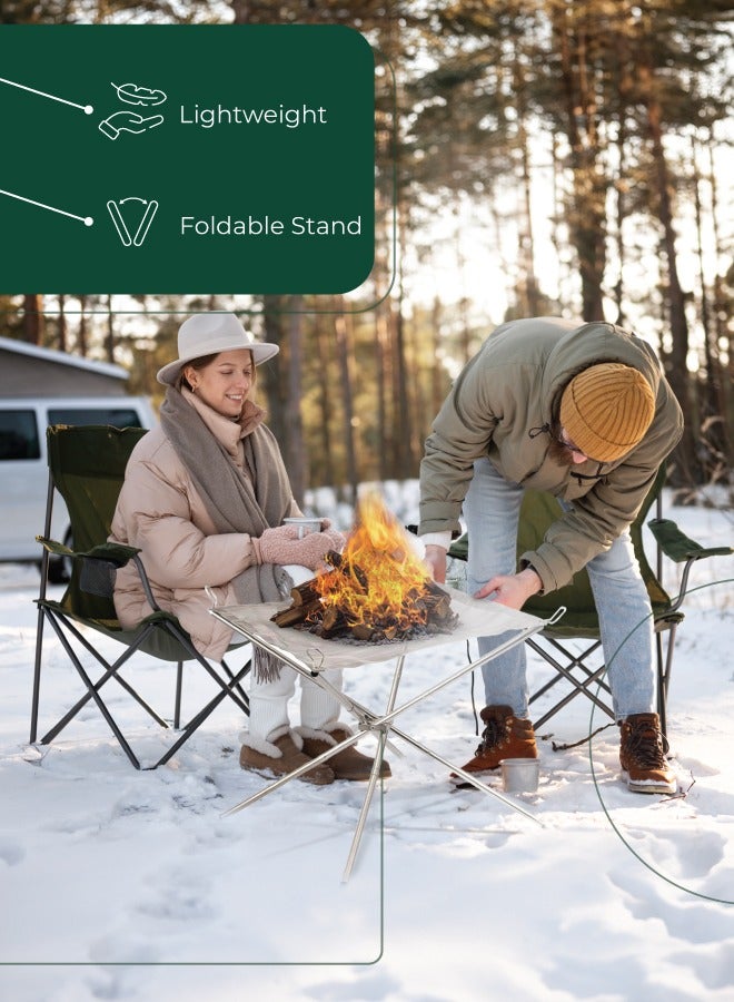 GREEN LION Portable Bonfire Stand / Stainless Steel Fire Pit Holder / Lightweight Campfire Stand / Foldable / Easy to Use Fire Pit Stand for Outdoor Adventures - Silver - Image 2