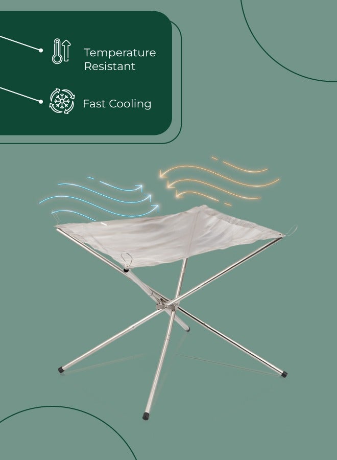 GREEN LION Portable Bonfire Stand / Stainless Steel Fire Pit Holder / Lightweight Campfire Stand / Foldable / Easy to Use Fire Pit Stand for Outdoor Adventures - Silver - Image 4