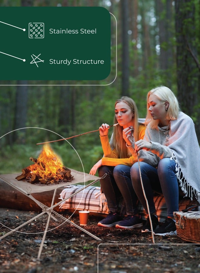 GREEN LION Portable Bonfire Stand / Stainless Steel Fire Pit Holder / Lightweight Campfire Stand / Foldable / Easy to Use Fire Pit Stand for Outdoor Adventures - Silver - Image 5