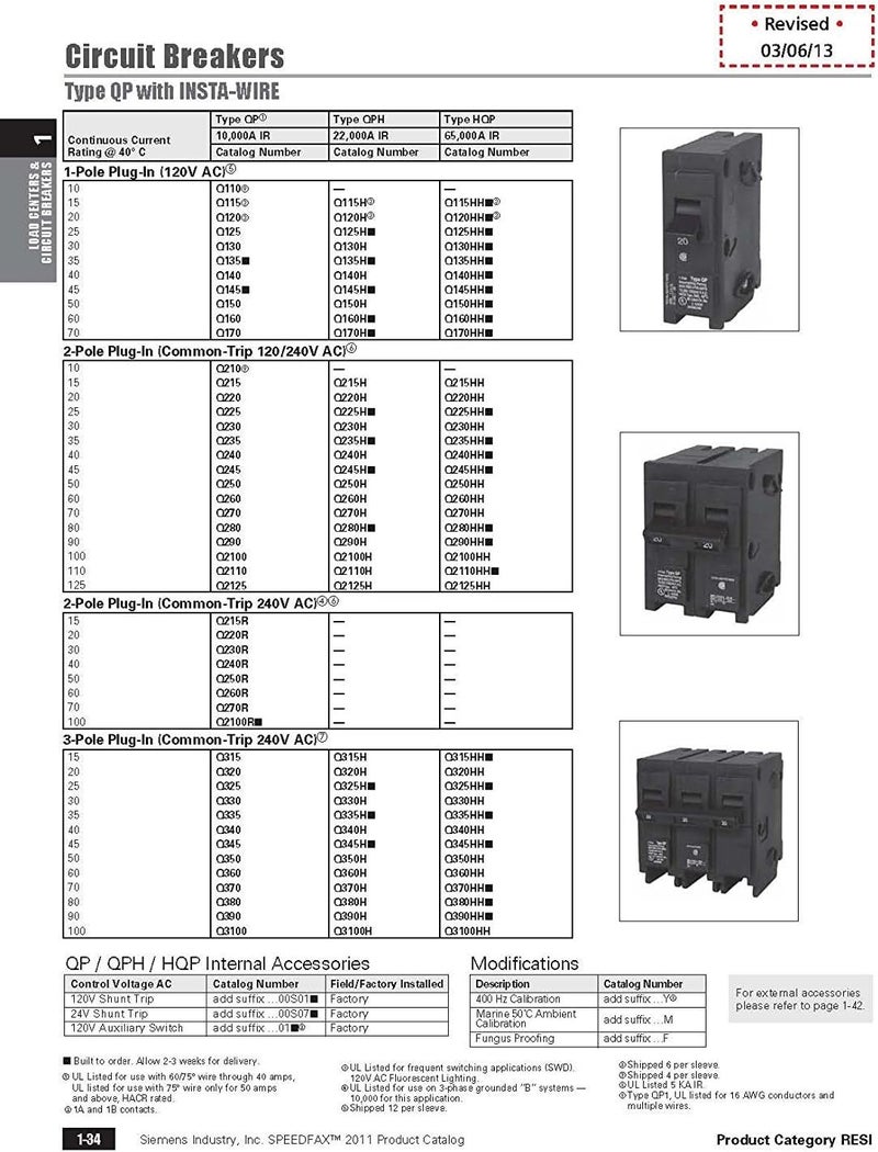 SIEMENS Siemens Q12000S01 120Volt type MPT 20Amp Circuit Breaker with 120Volt Shunt Trip Single pole  - Image 2