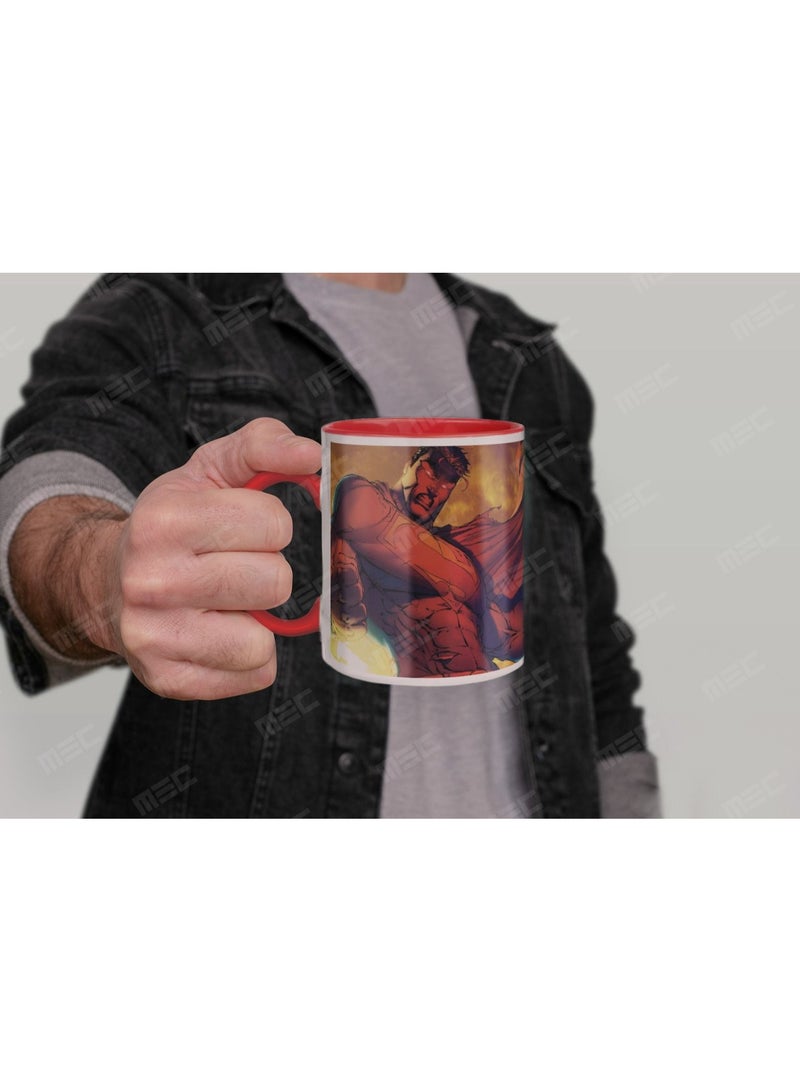 إم إي سي كوب قهوة بتصميم سوبرمان يلتف حول القدح المطبوع بمقبض أحمر 11 أونصة - Image 3