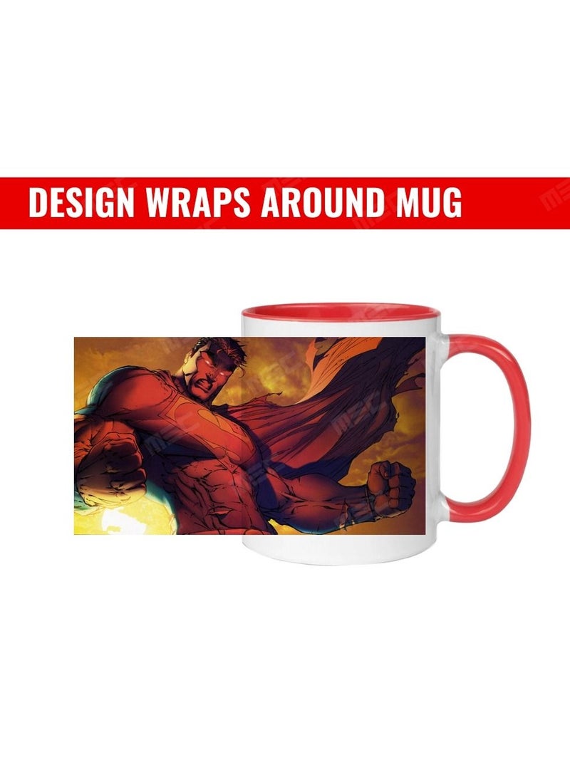 إم إي سي كوب قهوة بتصميم سوبرمان يلتف حول القدح المطبوع بمقبض أحمر 11 أونصة - Image 2
