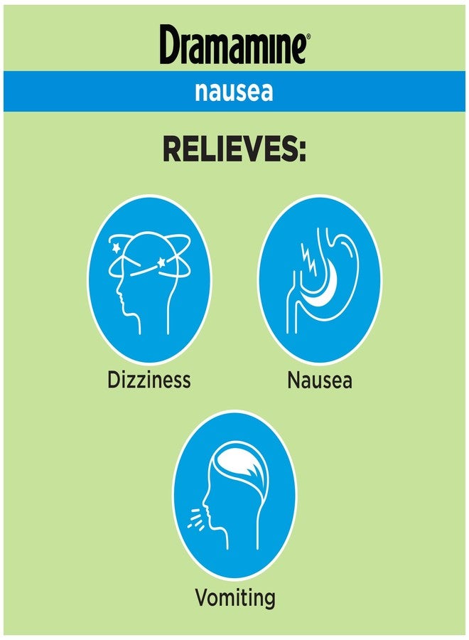 Dramamine Nausea Relief, with Meclizine HCl for Long-Lasting Relief of Nausea, Vomiting & Dizziness, 20 Tablets - Image 2