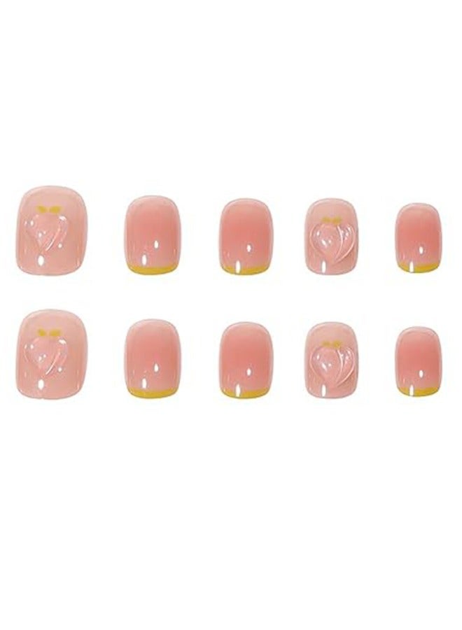 Nails Pink Fake Nails French Tip Nails Square Full Cover Nails Women 24 Pieces - Image 2