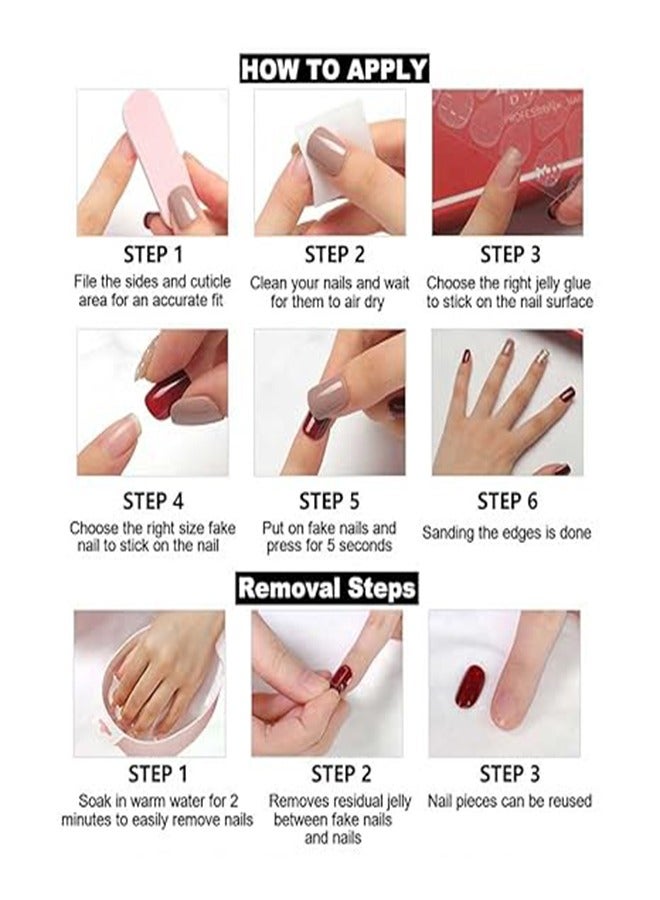 Nails Pink Fake Nails French Tip Nails Square Full Cover Nails Women 24 Pieces - Image 4