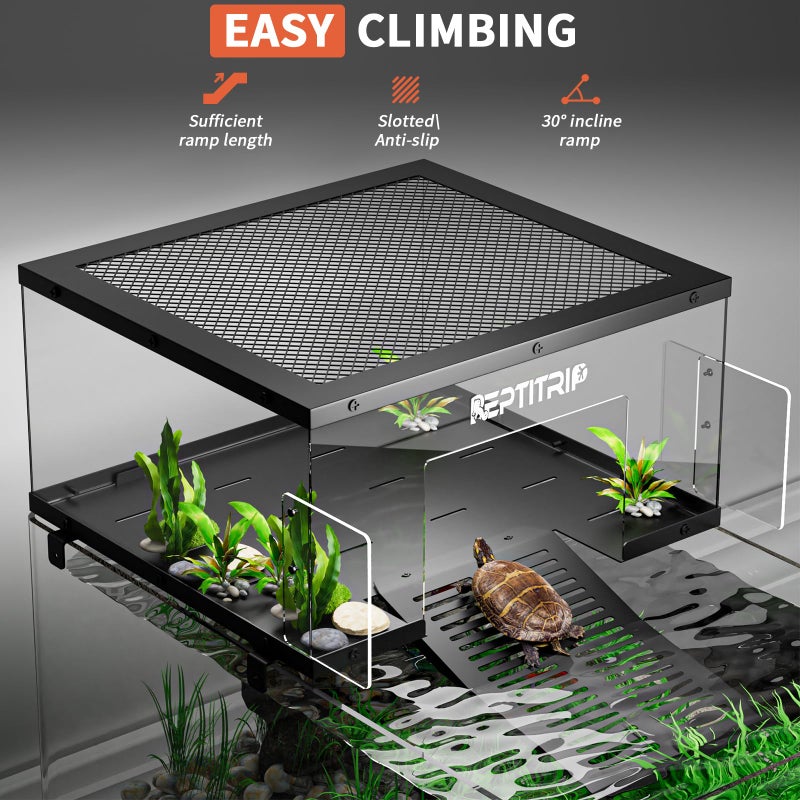 REPTITRIP Turtle Basking Platform & Dock - Stainless Steel Turtle Ramp, Non-Slip Surface - Fits 18-20 Inchs Wide Aquariums - Image 5