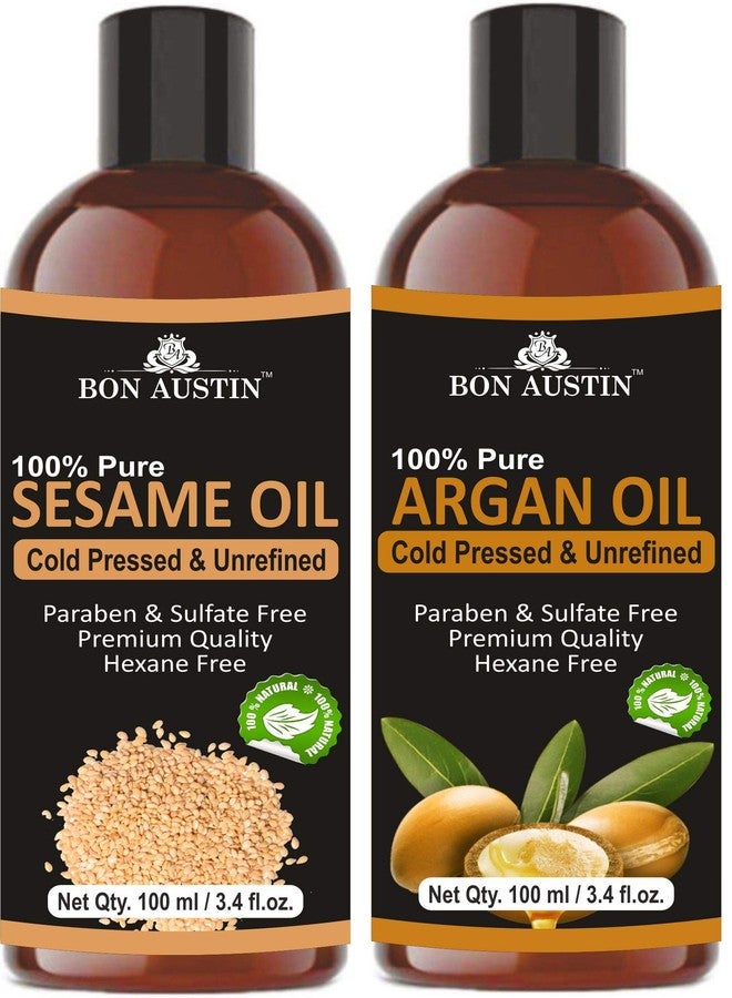 Bon Austin 100% Pure & Natural Sesame Oil | Til ka Tel & Argan Oil Combo pack of 2 bottles of 100 ml(200 ml) - Image 1