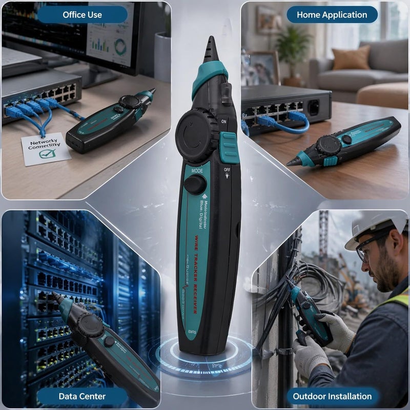 Network Cable Tester with PoE Testing, Digital Cable, Length Measurement, Portable Wire Tracker ET623 - Multimeter Function, LED Flashlight, Easy Network Troubleshooting - Image 3
