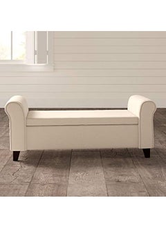 BLACK OAK BLACK OAK 19" Carlos 2 Seater Sofa Couch Poufffe Storage Ottoman (Standard, Beige)  - Image 3